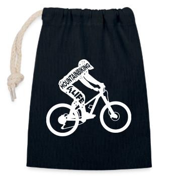 Citation de motivation pour le vélo de montagne - Sac cadeau en coton avec cordon (14 x 20 cm) - bleu marine - Devant