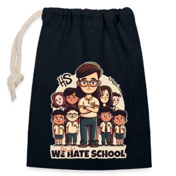 Lehrer und Schüler: Wir alle hassen die Schule - Verschließbarer Geschenkbeutel aus Baumwolle (14x20cm) - Navy - Vorne
