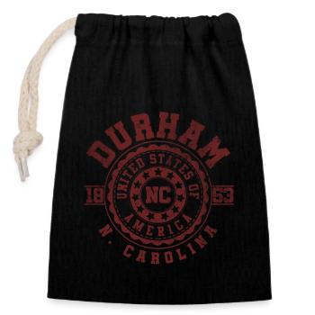 Durham, Caroline du Nord | Cadeau de voyage en Caroline du Nord - Sac cadeau en coton avec cordon (14 x 20 cm) - noir - Devant