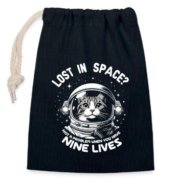 Cat, Astronaut, Astronomy, Outer Solar System - Closable cotton gift bag (14x20cm) - navy - Front