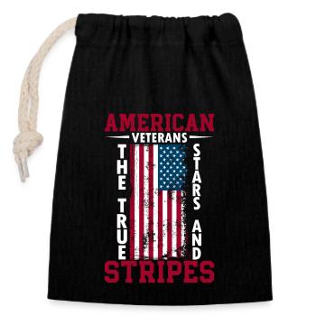 Amerikanische Veteranen: Die wahren Stars And Stripes. - Verschließbarer Geschenkbeutel aus Baumwolle (14x20cm) - Schwarz - Vorne