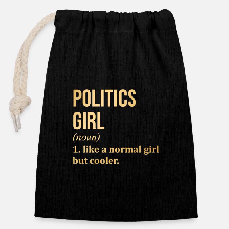 Politics - Closable cotton gift bag (14x20cm) - black