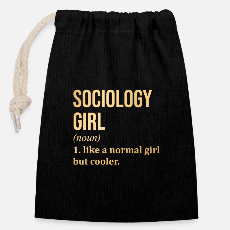 Sociology - Closable cotton gift bag (14x20cm) - black