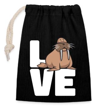 Walrus - Closable cotton gift bag (14x20cm) - black - Front