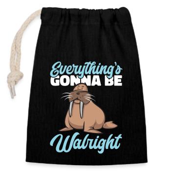 Walrus - Closable cotton gift bag (14x20cm) - black - Front