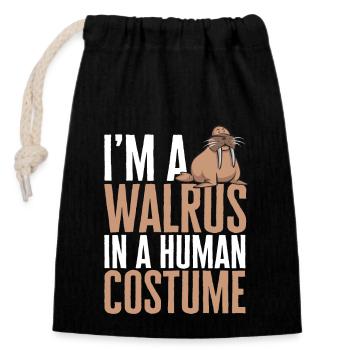 Walrus - Closable cotton gift bag (14x20cm) - black - Front
