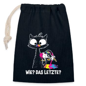 How The Last Cat Eats Unicorn Cats - Closable cotton gift bag (14x20cm) - navy - Front