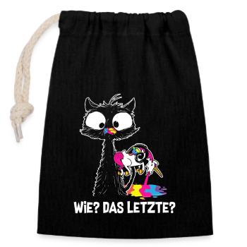 How The Last Cat Eats Unicorn Cats - Closable cotton gift bag (14x20cm) - black - Front