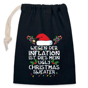 Wegen Inflation Ist Dies Ugly Christmas Sweater - Verschließbarer Geschenkbeutel aus Baumwolle (14x20cm) - Navy - Vorne
