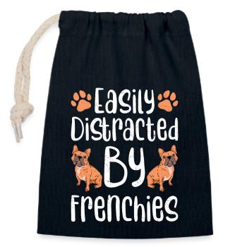 Easily Distracted By Frenchies French Bulldog Owne - Verschließbarer Geschenkbeutel aus Baumwolle (14x20cm) - Navy - Vorne