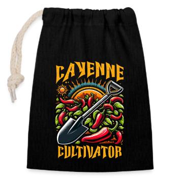 Liebhaber Scharfer Speisen, Chili Peppers Chef - Verschließbarer Geschenkbeutel aus Baumwolle (14x20cm) - Schwarz - Vorne