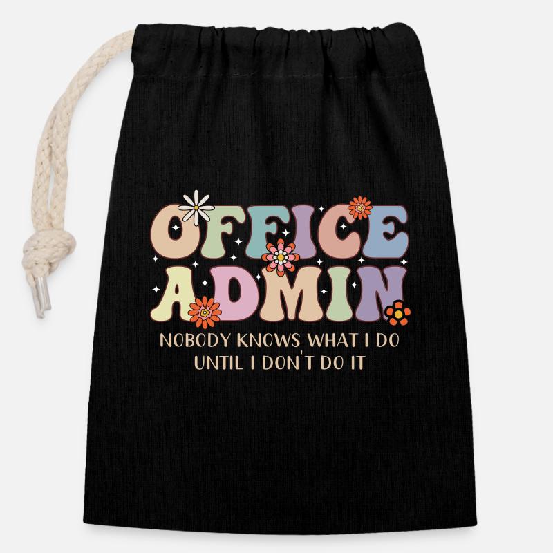 Office Admin Wertschätzung Motiv - Verschließbarer Geschenkbeutel aus Baumwolle (14x20cm) - Schwarz