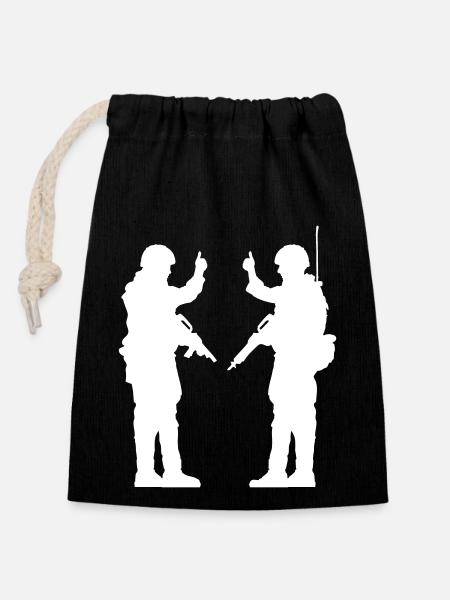 2 soldater Hilsen War Team Crew Soldier Fighter - Gavepose i bomuld, der kan lukkes (14x20cm) - sort
