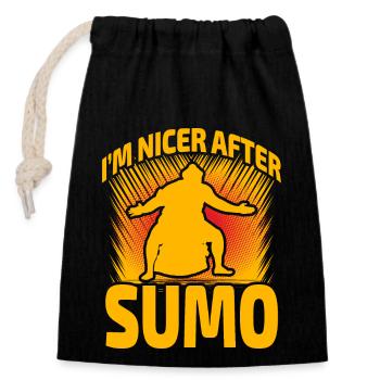 I'm nicer after Sumo - Closable cotton gift bag (14x20cm) - black - Front