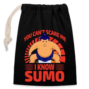 Tu ne peux pas me faire peur, je connais Sumo - Sac cadeau en coton avec cordon (14 x 20 cm) - noir - Devant
