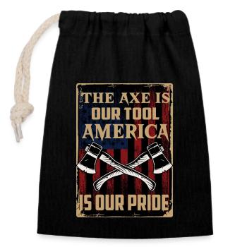 United States Woodworker Lumberjack Apparel - Verschließbarer Geschenkbeutel aus Baumwolle (14x20cm) - Schwarz - Vorne