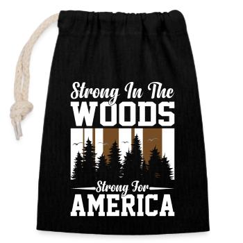 Wood Lover Wood Cutter Lumberjack Apparel - Closable cotton gift bag (14x20cm) - black - Front