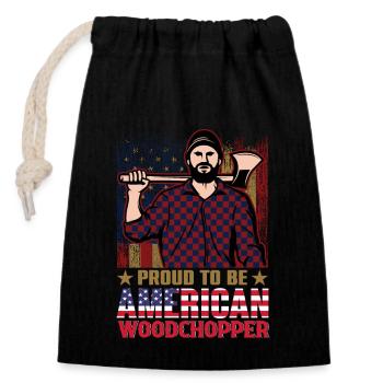 Proud American Woodchopper Woodcutter Apparel - Verschließbarer Geschenkbeutel aus Baumwolle (14x20cm) - Schwarz - Vorne