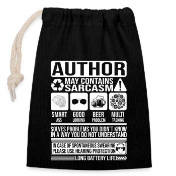 Author Sarcasm funny Gift Author - Closable cotton gift bag (14x20cm) - black - Front