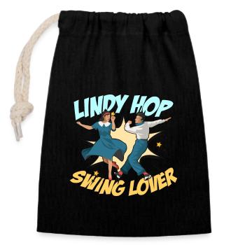 Swing Dance Lindy Hop Swing Music Swing Dancer - Closable cotton gift bag (14x20cm) - black - Front