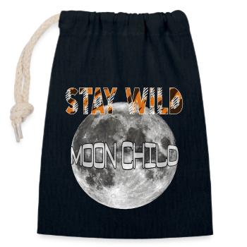 Stay wild Moonchild - Closable cotton gift bag (14x20cm) - navy - Front