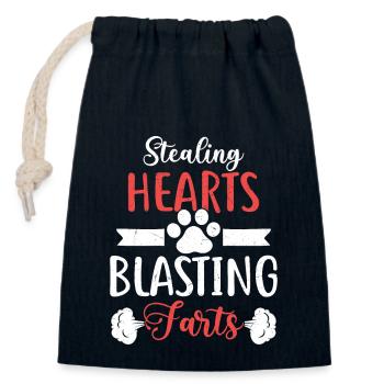 Stealing Hearts Blasting Farts French Bulldog Fren - Verschließbarer Geschenkbeutel aus Baumwolle (14x20cm) - Navy - Vorne