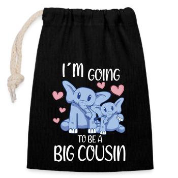 Promoted To Going To Be A Big Cousin Cute Elephant - Verschließbarer Geschenkbeutel aus Baumwolle (14x20cm) - Schwarz - Vorne