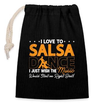 Danse Salsa J’Aime Danser La Salsa Danseuse Salsa - Sac cadeau en coton avec cordon (14 x 20 cm) - noir - Devant