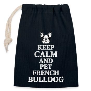 Keep Calm And Pet French Bulldog Dog Owner Frenchi - Verschließbarer Geschenkbeutel aus Baumwolle (14x20cm) - Navy - Vorne