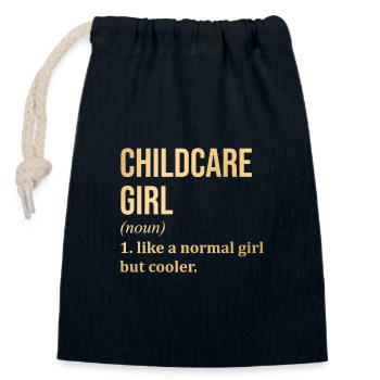 Garde d’enfants - Sac cadeau en coton avec cordon (14 x 20 cm) - bleu marine - Devant