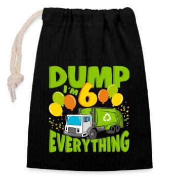 6th Birthday 6 Years Old Boy Gift Garbage Truck - Closable cotton gift bag (14x20cm) - black - Front