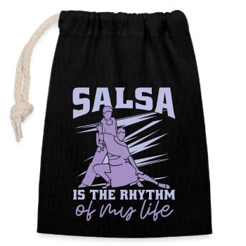 Danse salsa La salsa est le rythme de la musique Mambo - Sac cadeau en coton avec cordon (14 x 20 cm) - noir - Devant