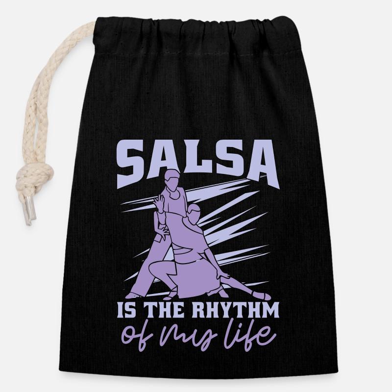 Danse salsa La salsa est le rythme de la musique Mambo - Sac cadeau en coton avec cordon (14 x 20 cm) - noir