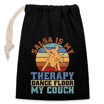 Danse salsa La salsa est ma thérapie Musique Mambo rétro - Sac cadeau en coton avec cordon (14 x 20 cm) - noir - Devant