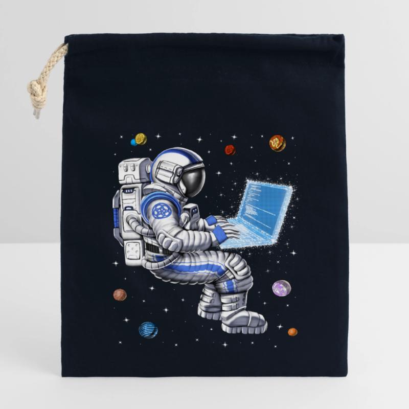 Programmeur astronaute de l’espace Sac cadeau en coton avec cordon (14 x 20 cm)