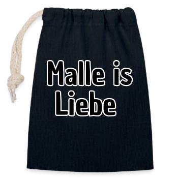 Malle is Liebe Schriftzug - Verschließbarer Geschenkbeutel aus Baumwolle (14x20cm) - Navy - Vorne