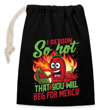 Red Hot Chili Sauce Spicy Food Lover Apparel - Closable cotton gift bag (14x20cm) - black - Front