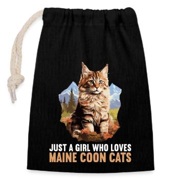 Maine Coon Chaton Maine Coon Chat - Sac cadeau en coton avec cordon (14 x 20 cm) - noir - Devant