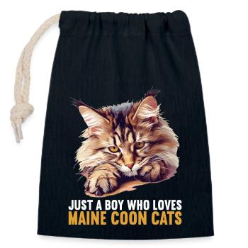 Maine Coon Chaton Maine Coon Chat - Sac cadeau en coton avec cordon (14 x 20 cm) - bleu marine - Devant