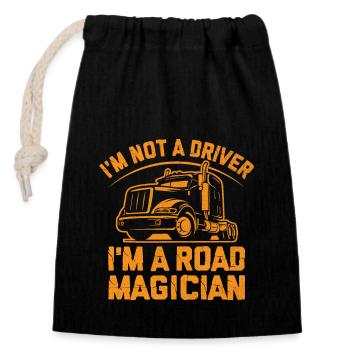 Trucker Driving Dad Trucker Father Truck Driver - Closable cotton gift bag (14x20cm) - black - Front