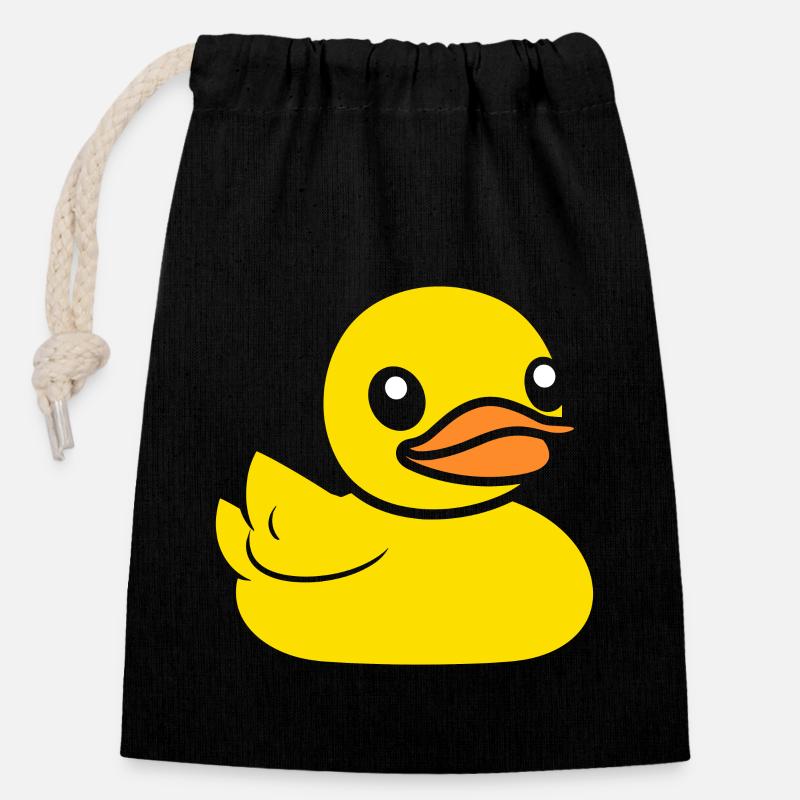 canard - Sac cadeau en coton avec cordon (14 x 20 cm) - noir