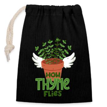 Thyme pun - Closable cotton gift bag (14x20cm) - black - Front
