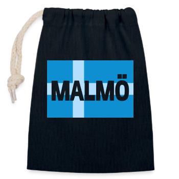 Malmö, Skåne - Closable cotton gift bag (14x20cm) - navy - Front