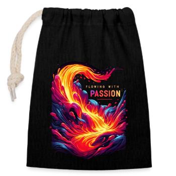 Funny volcano lava geology rock hunting geologist - Closable cotton gift bag (14x20cm) - black - Front