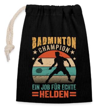 Badminton Stress - Caused By Not Playing Enough - Closable cotton gift bag (14x20cm) - black - Front