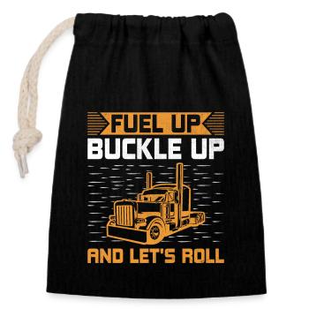Trucker Driving Dad Trucker Father Truck Driver - Closable cotton gift bag (14x20cm) - black - Front