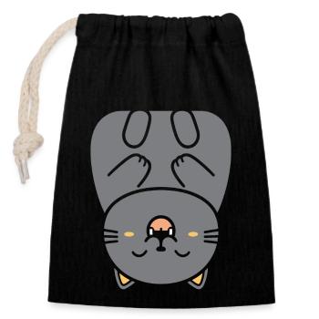 Chartreux little cat - Closable cotton gift bag (14x20cm) - black - Front