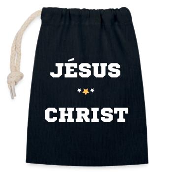 JÉSUS CHRIST - Sac cadeau en coton avec cordon (14 x 20 cm) - bleu marine - Devant