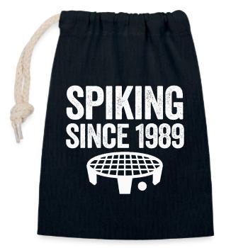 Piquage depuis 1989 Spikeball Roundnet - Sac cadeau en coton avec cordon (14 x 20 cm) - bleu marine - Devant