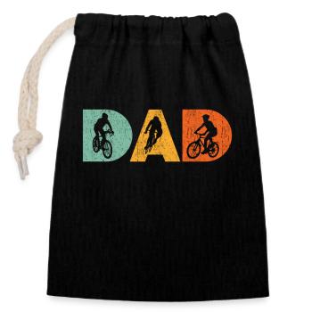 Radfahrender Vater Stolzer Papa - Verschließbarer Geschenkbeutel aus Baumwolle (14x20cm) - Schwarz - Vorne